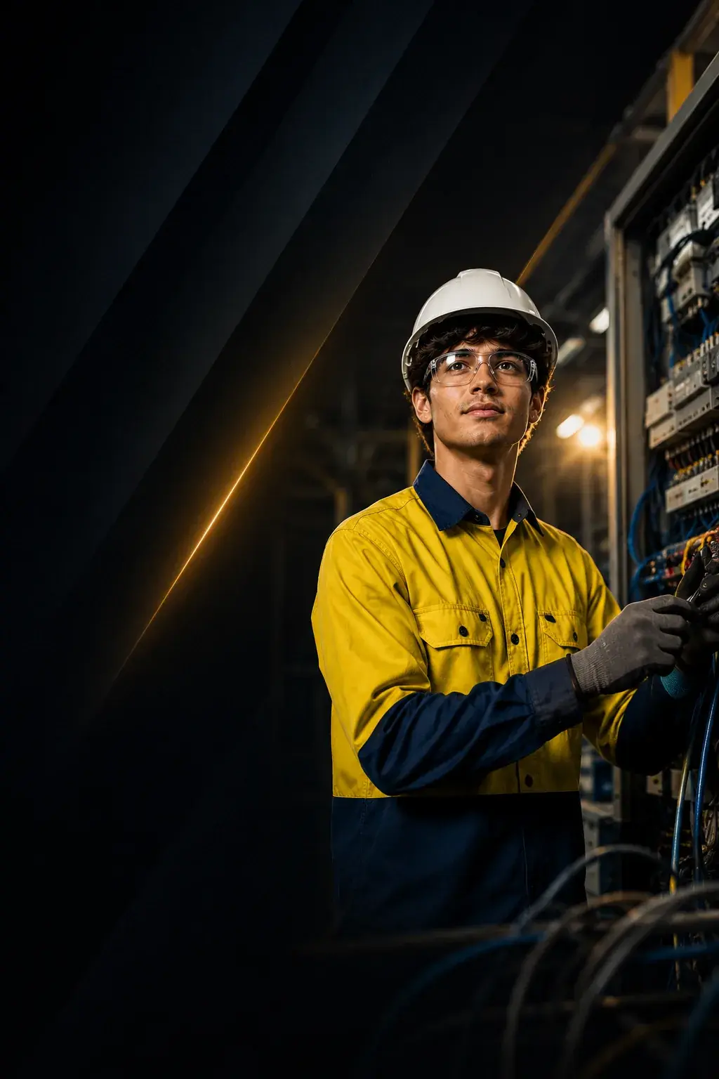 Electrical student at work